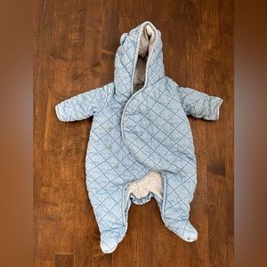 Baby gap 0-3 month quilted onesie jacket denim color